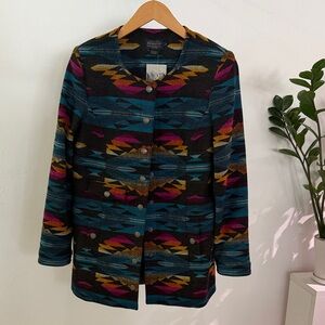 Pendleton Women's Aztec Pattern Blazer - Blue, Pink, Yellow